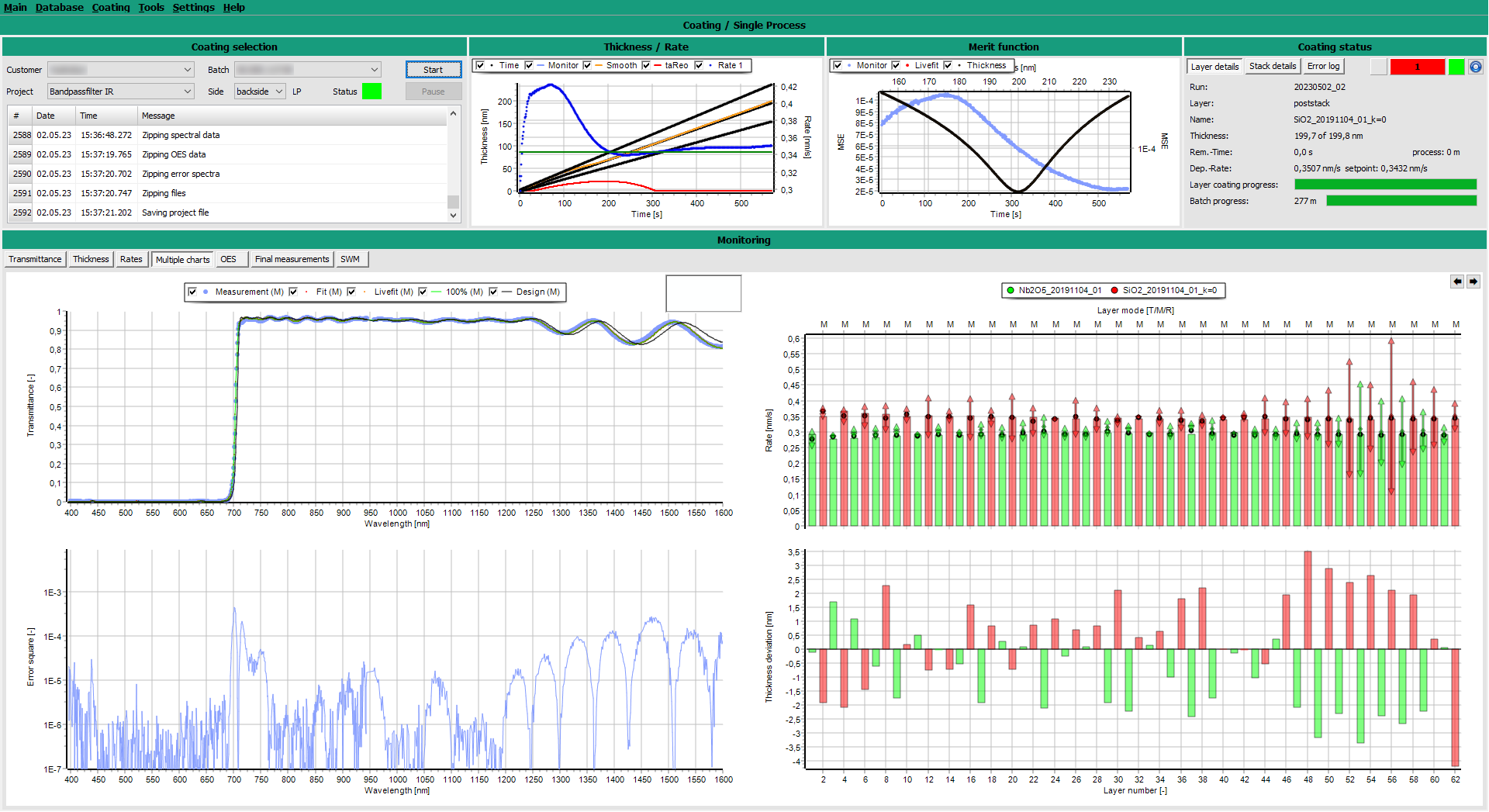 online control deposition process